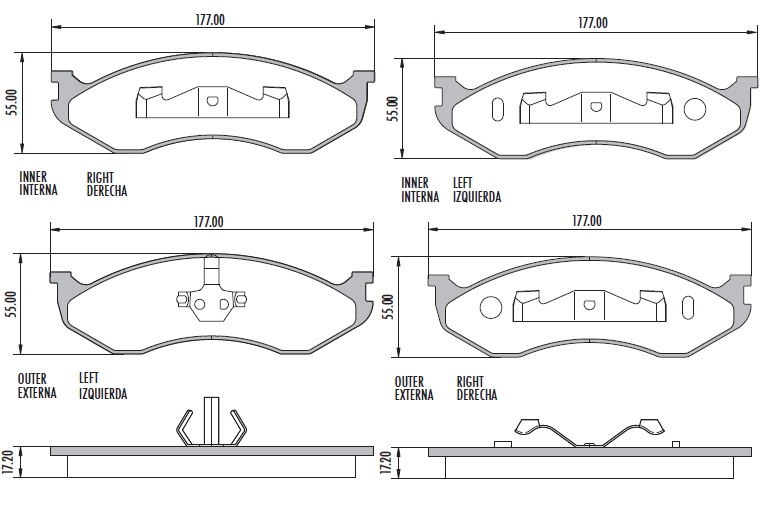 PASTILLA CHEROKEE 90/93  177x55x17,2  DEL