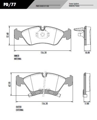 PASTILLA MERIVA 14"  156,3x62,5x17,8 / 156,3x52,6x18  DEL 