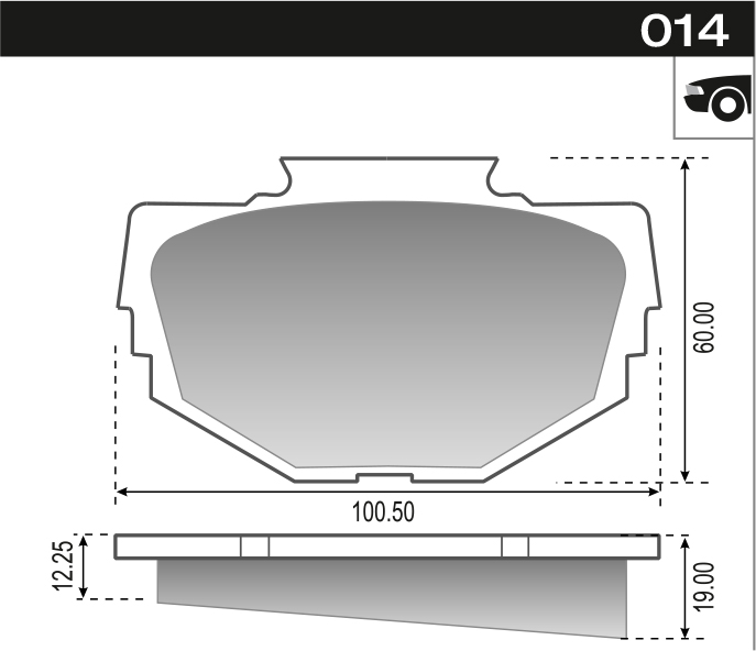 PASTILLA D1500 D1800  R12 CUÑA  101,5x59,9x18/11,3  DEL