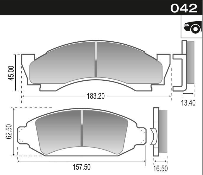 PASTILLA F100 F150 F1000 C10 A20 B20 C20  182,9/157,6x62,5/58,4x27,6/20,3  DEL