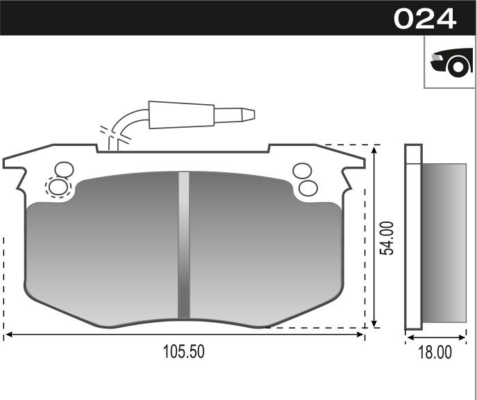 PASTILLA R18 BX 84>89  105,5x53,7x18  DEL
