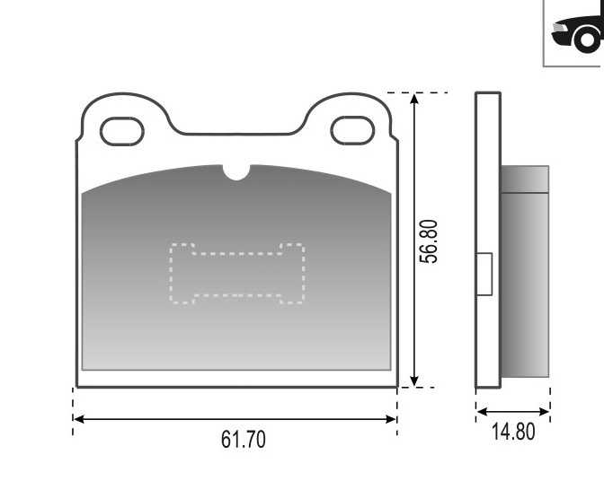 PASTILLA CHEVETTE CHEVY GOL SENDA PASSAT  61,7x56,8x15  DEL