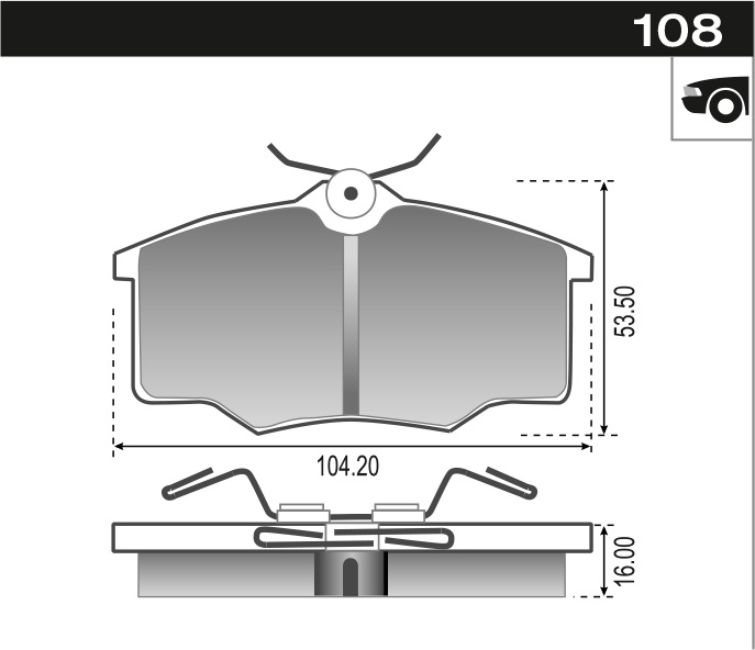 PASTILLA CORSA GOL ESCORT C/ALAMBRE  104,2x53,5x15,9  DEL