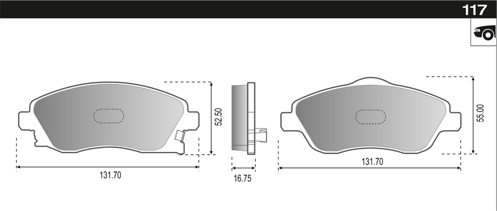 PASTILLA CORSA II 02> MONTANA  131,6x55,4/52,3x16,7  DEL