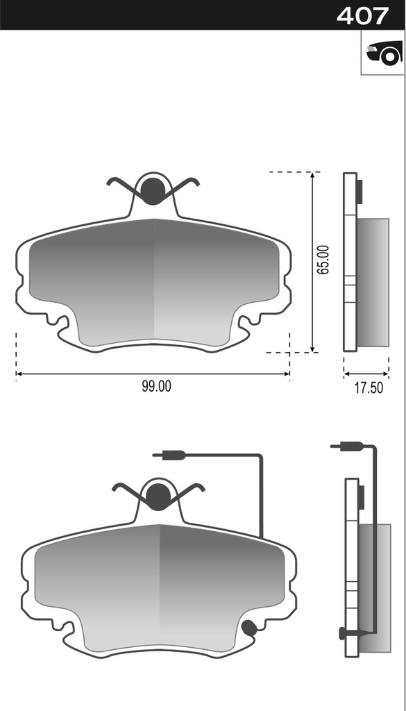 PASTILLA 205 CLIO R19 SANDERO C/CABLE  100x54x18  DEL