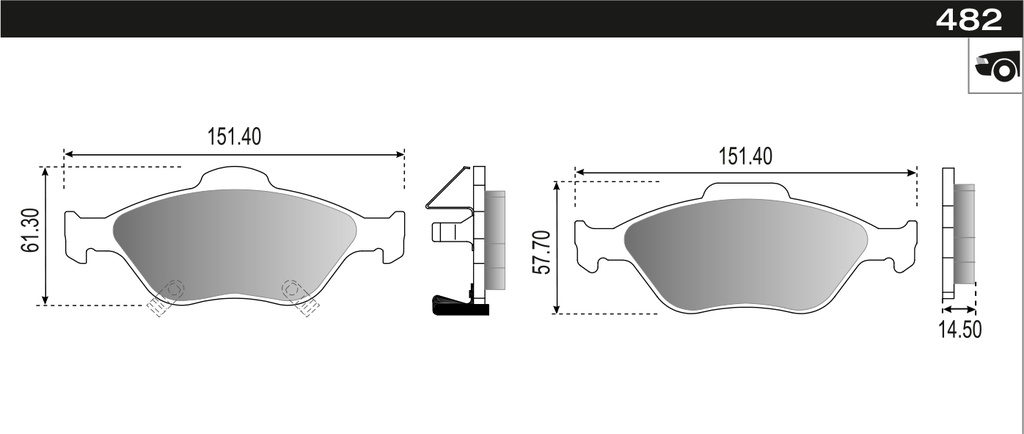 PASTILLA HONDA FIT 03>  151,3/150,3x59/58x14,5  DEL