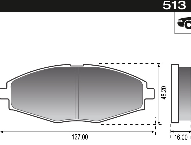 PASTILLA SPARK AVEO CHERY QQ  127x48,2x16  DEL
