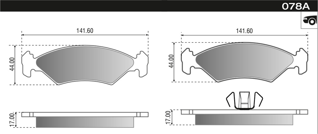 PASTILLA FIESTA 1.0 KA 1.0 09>  141,3/140x44,5x17,5  DEL