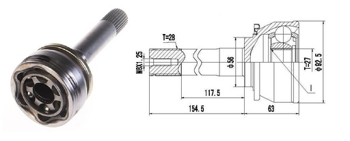 [4504] [Roll] HOMOCINETICA MONTERO 4x4  SEG.INT.  RUEDA  28/27
