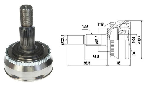[4911D] [Roll] HOMOCINETICA CORSA II MERIVA  SEG.EXT.  ABS48  RUEDA  26/25