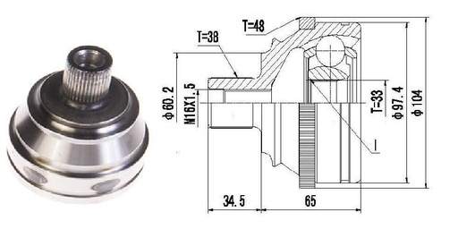 [4980A] [Roll] HOMOCINETICA A4 TRANSPORTER  SEG.INT.  ABS48  RUEDA  38/33
