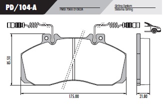 [PD104A] [Frasle] PASTILLA MB 710 913 C/CABLE  175x85,5x21,8  DEL