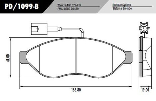 [PD1099B] [Frasle] PASTILLA BOXER DUCATO 06/  168,8x61x19  DEL