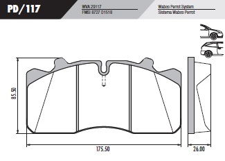 [PD117] [Frasle] PASTILLA MB 712 812 814 914 C 915  175,5x82,5x26  DEL/TRAS