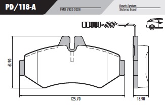 [PD118A] [Frasle] PASTILLA SPRINTER 310 312 CABLE  125,8x61x18  TRAS