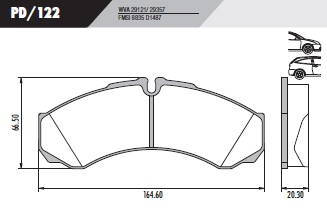 [PD122] [Frasle] PASTILLA IVECO TURBO DAILY   164,6x66,5x20,3  DEL/TRAS