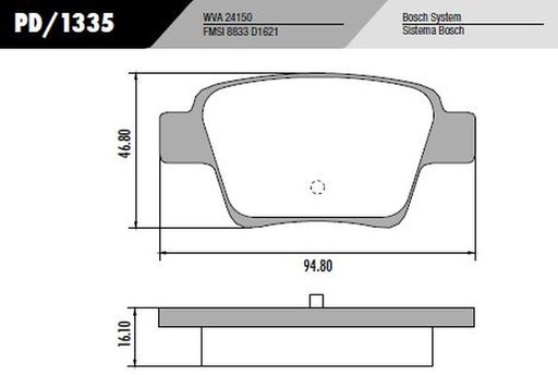 [PD1335] [Frasle] PASTILLA C4 207 307 2.0  95x46,8x17  TRAS