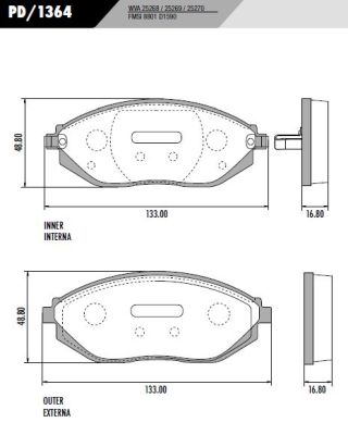 [PD1364] [Frasle] PASTILLA SPARK 10/  133x48,8x16,8  DEL