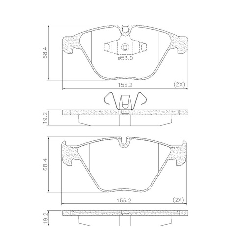 [PD1370] [Frasle] PASTILLA BMW SERIE 3 /13 X1 /16  155x68,4x19,2  DEL