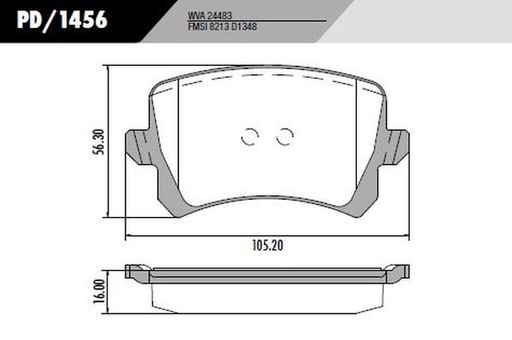 [PD1456] [Frasle] PASTILLA TIGUAN VENTO   105,3x56,5x16  TRAS