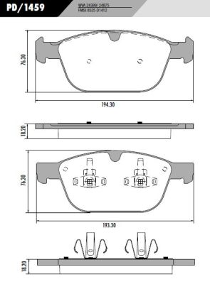 [PD1459] [Frasle] PASTILLA VOLVO XC60  194,3/193,3x76,3x18,2  DEL