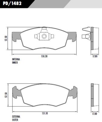 [PD1482] [Frasle] PASTILLA CRONOS 1.3 PUNTO  151/150x52,5x17,8  DEL