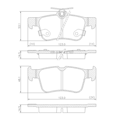 [PD1527] [Frasle] PASTILLA CIVIC TURBO 17/  123x53/48x14,5  TRAS