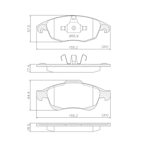 [PD1571] [Frasle] PASTILLA PARTNER  155,2x64,4x18 / 155,2x57,5x17,4  DEL