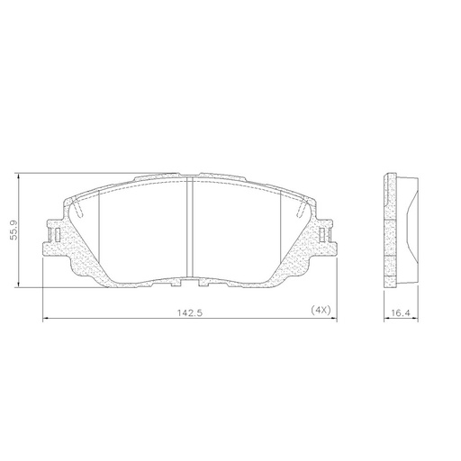 [PD1598] [Frasle] PASTILLA COROLLA CROSS 20/  142,5x56x16,4  DEL