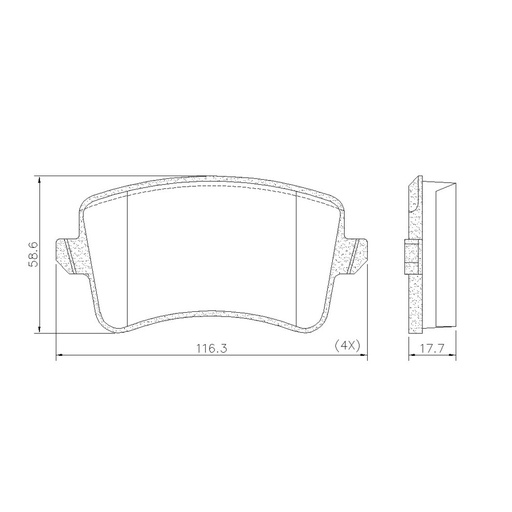 [PD1686] [Frasle] PASTILLA A4 AVANT Q5  116x58,6x16,3  TRAS