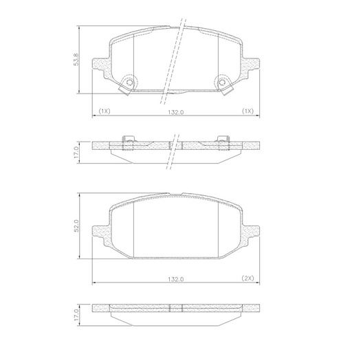 [PD1696] [Frasle] PASTILLA ONIX 1.0 T 19/ PLUS 1.2  132x53,8/52,8x17  DEL