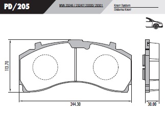 [PD205] [Frasle] PASTILLA MB ACTROS 10/  244x113x30  DEL