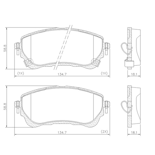 [PD2208] [Frasle] PASTILLA COROLLA HYBRID 20/  134,7x58,8x18  DEL