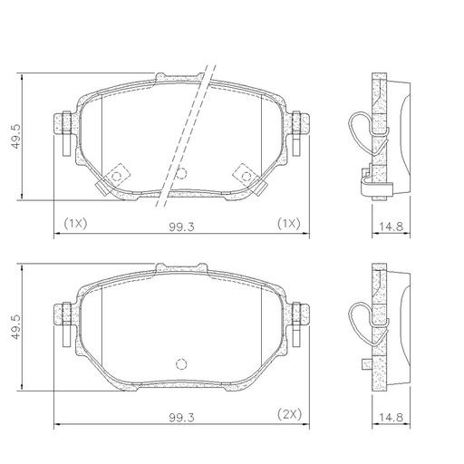 [PD2209] [Frasle] PASTILLA COROLLA 19/  134,7x58,8x18  TRAS