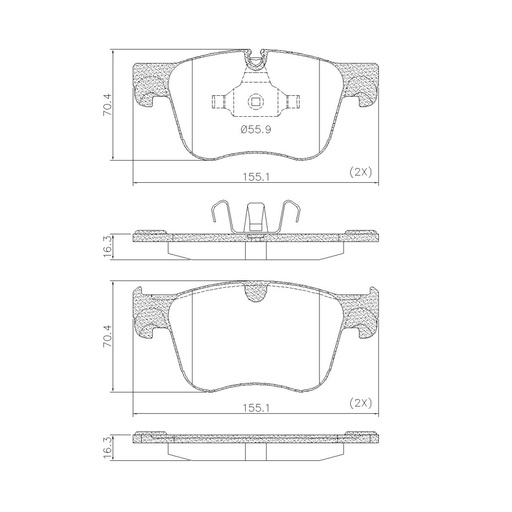 [PD2220] [Frasle] PASTILLA C4 PICASSO II 19/  155x70,4x16,3  DEL