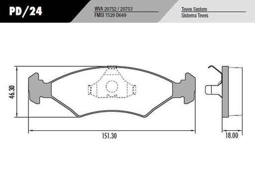 [PD24] [Frasle] PASTILLA ESCORT FIESTA  151,3x46,3x18  DEL