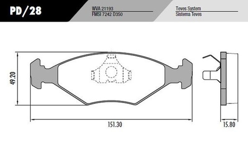 [PD28] [Frasle] PASTILLA GALAXY GOL LARGA  151,3x49x15,8  DEL
