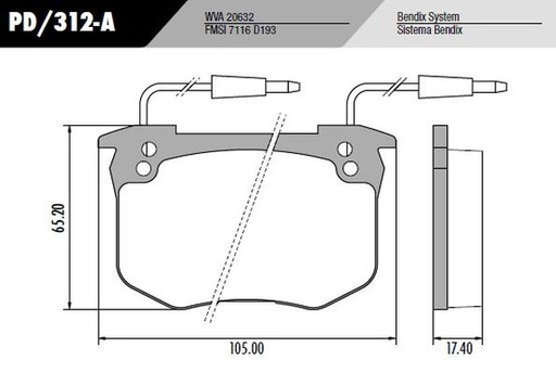 [PD312A] [Frasle] PASTILLA 504 505 PZA BX C/S RX  105x65,2x17,4