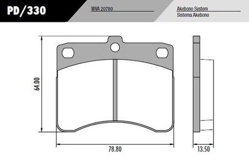[PD330] [Frasle] PASTILLA TOWNER DAIHATSU  78,8x64x13,5  DEL