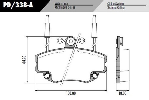 [PD338A] [Frasle] PASTILLA CLIO R19 C/CABLE  100x54x18  DEL