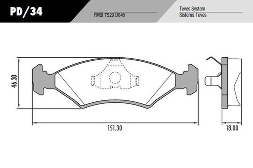 [PD34] [Frasle] PASTILLA ESCORT FIESTA  151,3x46,3x18  DEL