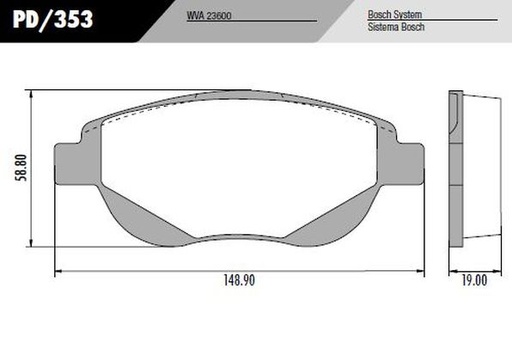 [PD353] [Frasle] PASTILLA C4 BOSCH 2008  149x58,8x19  DEL