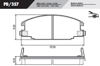 [PD357] [Frasle] PASTILLA LUV ISUZU AMIGO  127,2x51x16,5  DEL