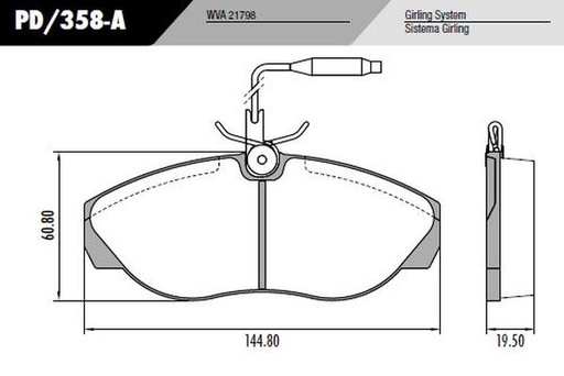 [PD358A] [Frasle] PASTILLA BOXER DUCATO  145x61x18,7  DEL