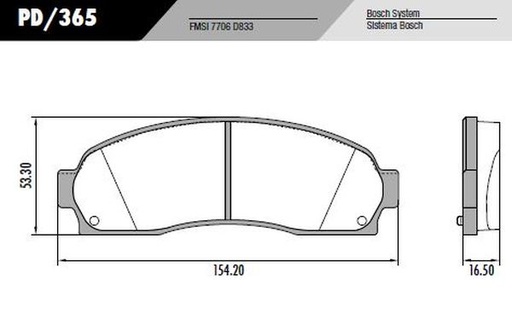 [PD365] [Frasle] PASTILLA RANGER MAZDA  154,2x53,3x16,5  DEL