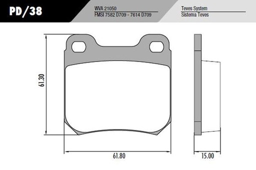 [PD38] [Frasle] PASTILLA MERIVA VECTRA  62x61x15  TRAS