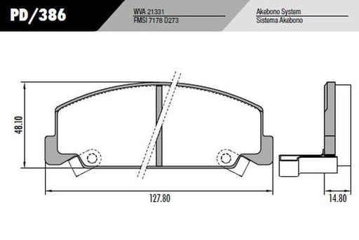 [PD386] [Frasle] PASTILLA CIVIC 1.4  127,8x48x14,8  DEL