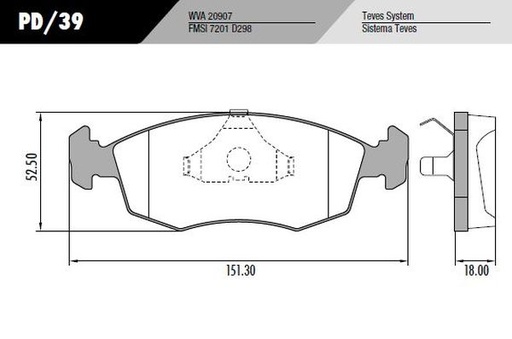 [PD39] [Frasle] PASTILLA ESCORT ORION  151x52,5x18  DEL