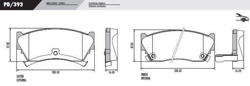[PD393] [Frasle] PASTILLA SENTRA 1.6  108,4x47,8x16,5  DEL