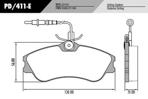 [PD411E] [Frasle] PASTILLA 306 PARTNER CABLE  130x55,4x18,3  DEL